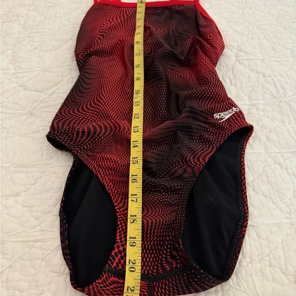 NWOT Speedo Swim One-Piece Swimsuit Red Black Size 8/34 - Picture 9 of 9